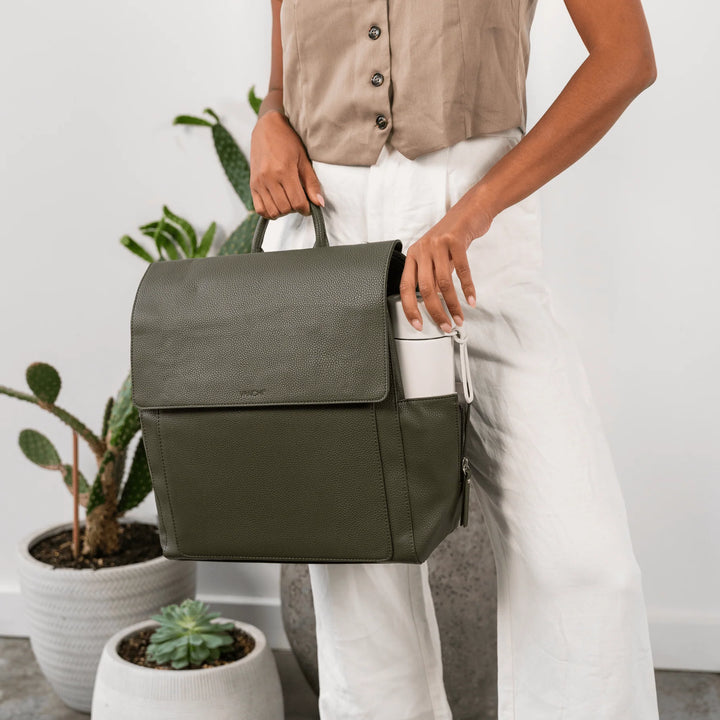 Vanchi Vegan Leather Emmy Backpack Nappy Bag - Fern