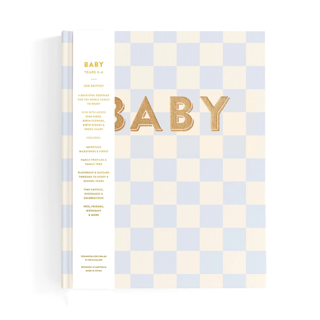Baby Record Book - Blue Check