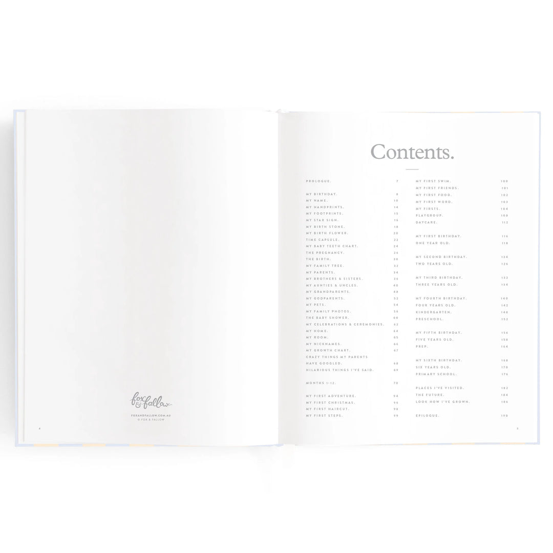 Fox & Fallow Baby Record Book - Cloud Stripe