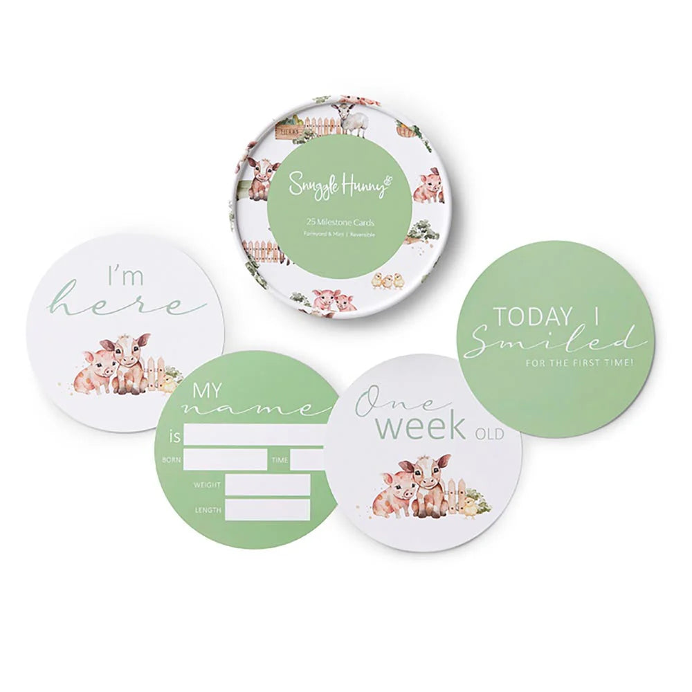 Snuggle Hunny Reversible Milestone Cards - Farm & Mint