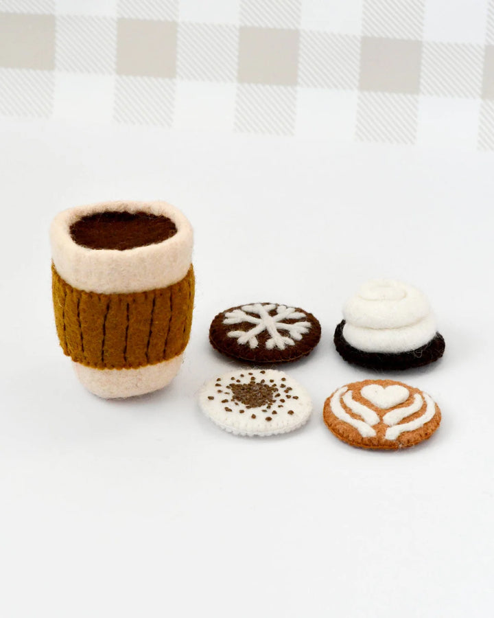 Felt Coffee Cup with Interchangeable Toppings Set