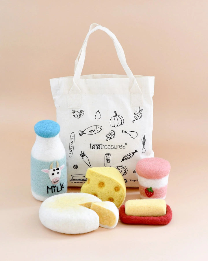 Dairy Felt Food Groups Play Food Set & Carry Bag