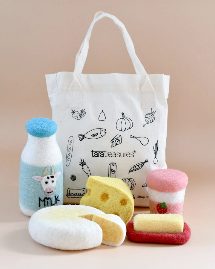 Dairy Felt Food Groups Play Food Set & Carry Bag