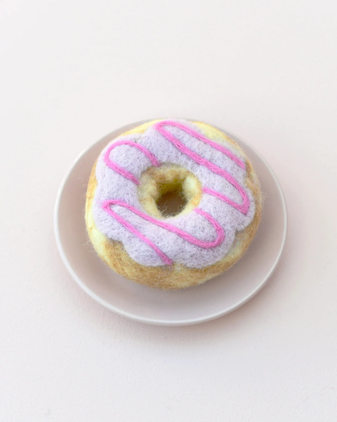 Felt Doughnut With Pastel Frosting And Pink Drizzle
