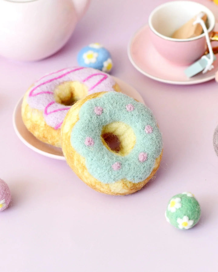 Felt Doughnut With Pastel Frosting And Pink Drizzle