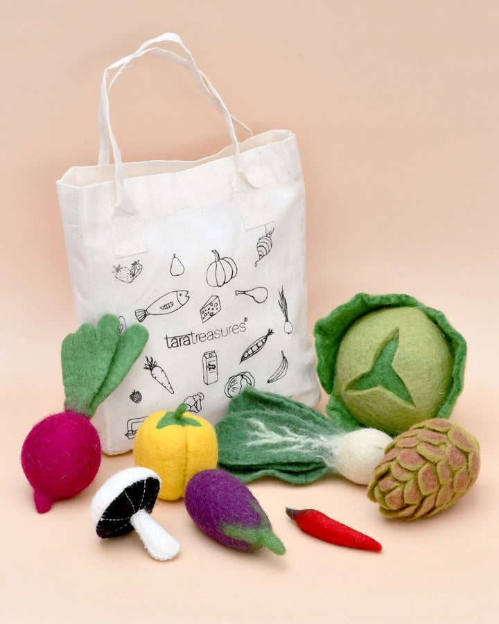 Vegetables Felt Food Groups Play Food Set & Carry Bag