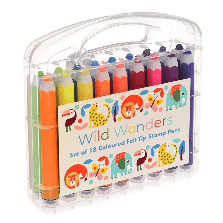 Felt Tip Stamp Pens Set of 18 - Wild Wonders