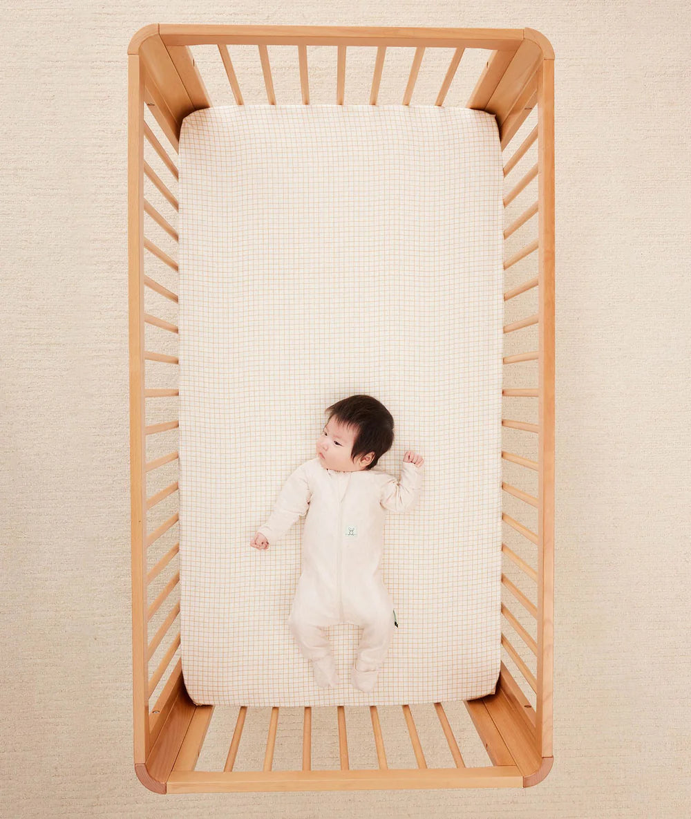 ergoPouch Organic Fitted Cot Sheet - Caramel Grid