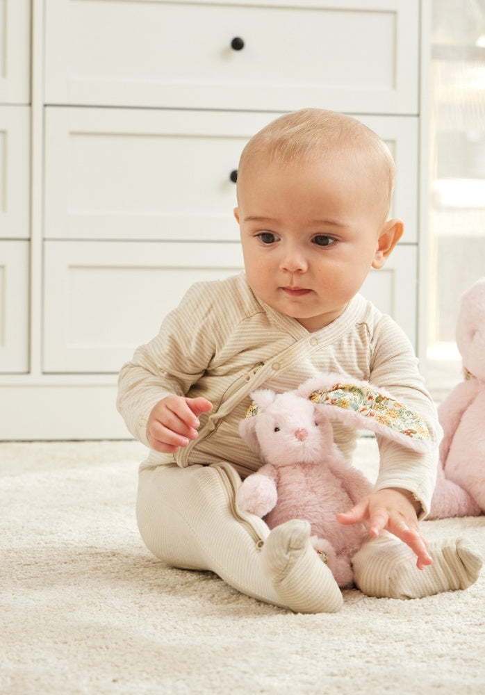 Floral Plush Pink Bunny Rattle