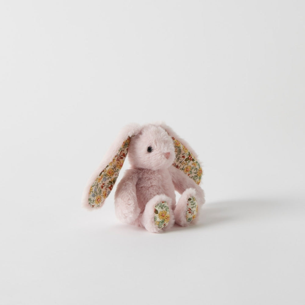 Floral Plush Pink Bunny Rattle