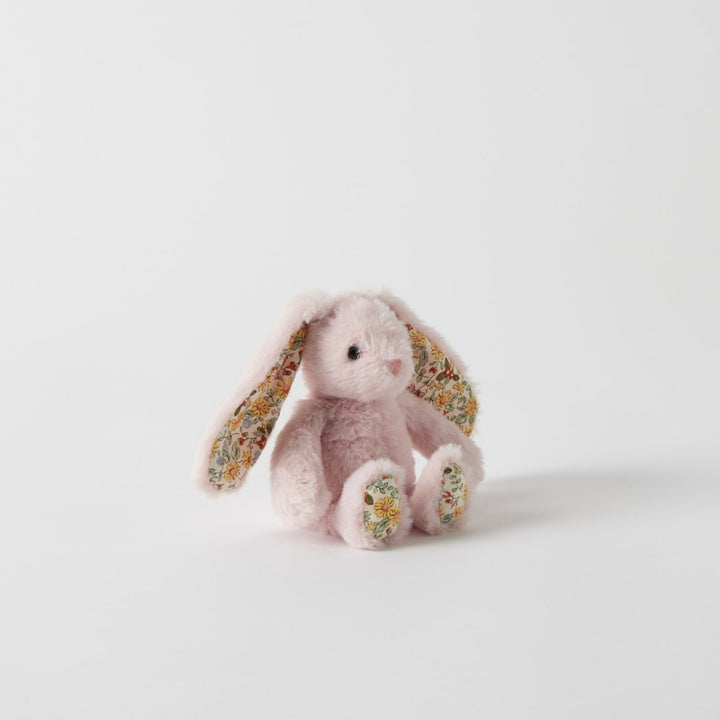 Floral Plush Pink Bunny Rattle