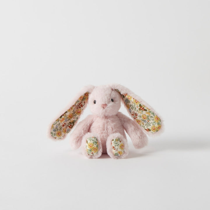 Floral Plush Pink Bunny Rattle