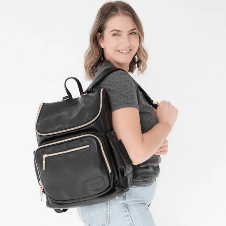 Bambino Bagz Florence Vegan Leather Nappy Bag Backpack - Black