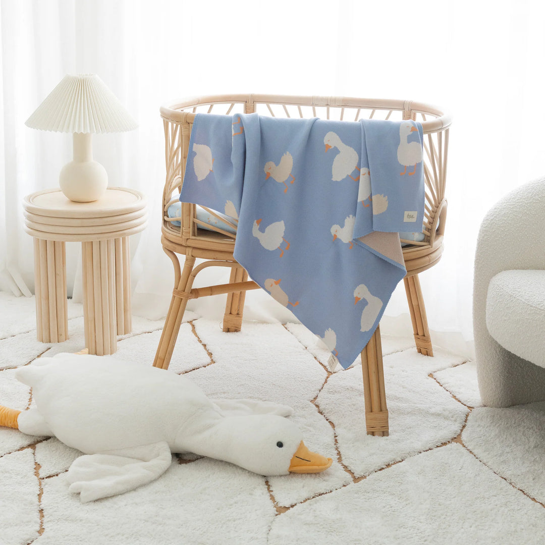 Fox & Fallow Cotton Blanket - Blue Ducks