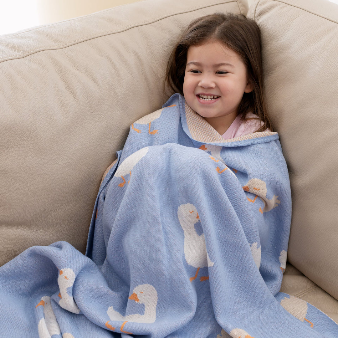 Fox & Fallow Cotton Blanket - Blue Ducks