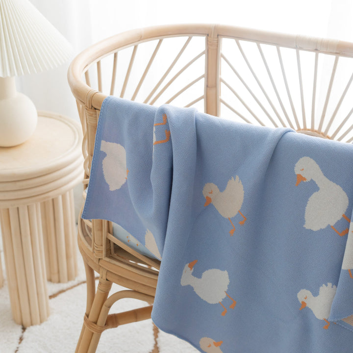 Fox & Fallow Cotton Blanket - Blue Ducks