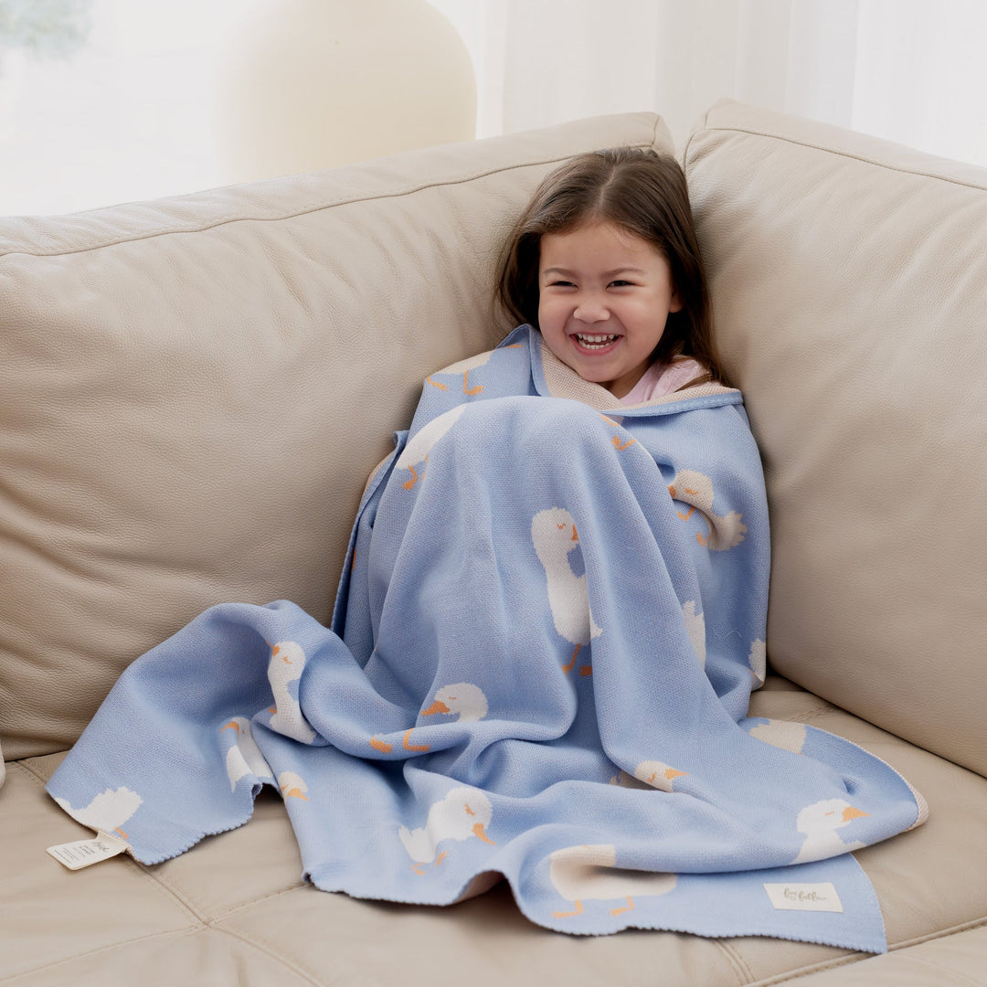 Fox & Fallow Cotton Blanket - Blue Ducks