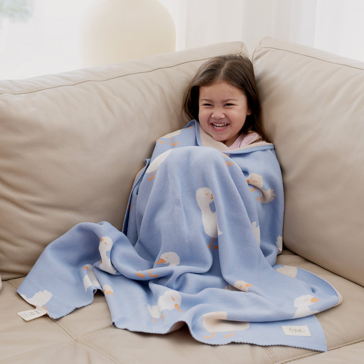 Fox & Fallow Cotton Blanket - Blue Ducks
