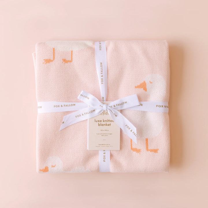 Fox & Fallow Cotton Blanket - Pink Ducks