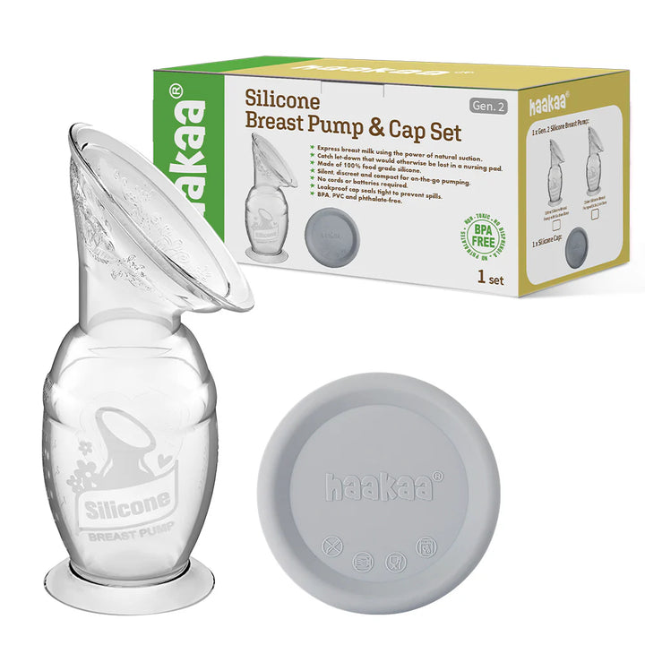 Silicone Breast Pump with Suction Base & Silicone Cap Gift Box (Generation 2 100ml)