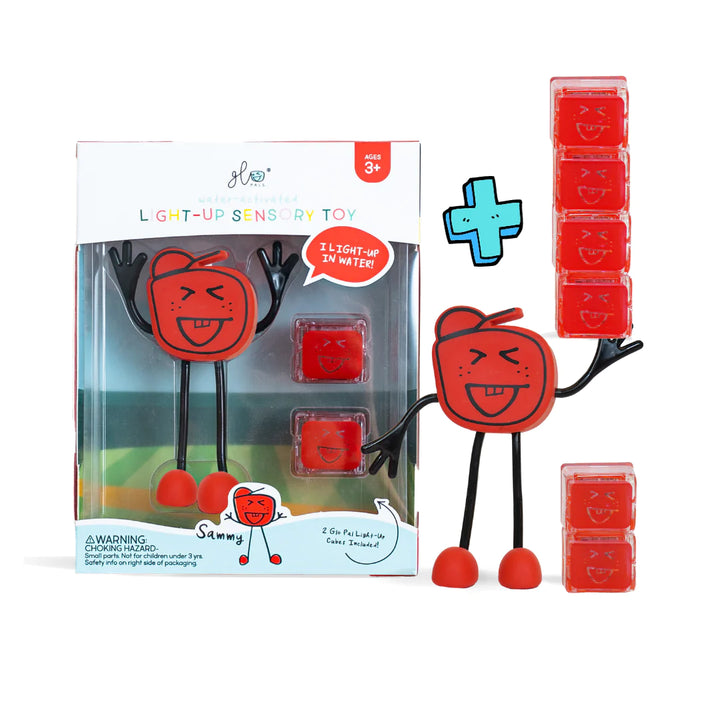 Glo Pals Light-up Sensory Cubes & Character Value Bundle - Sammy (RED)