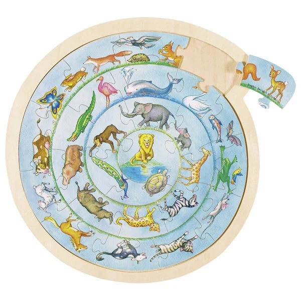 Wooden Goki Animal Circle Puzzle 27 Pieces