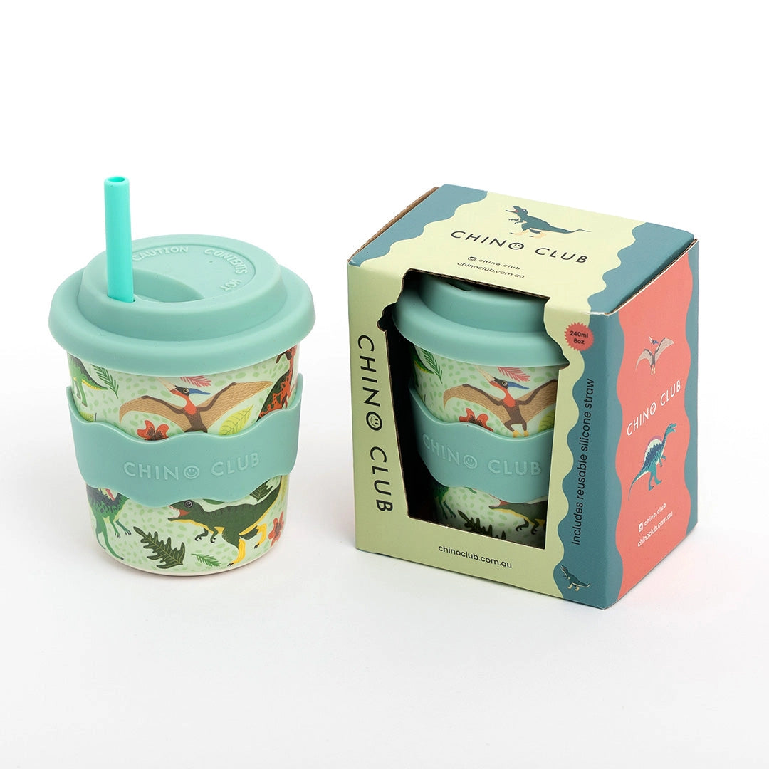 Green Dino Kids Keep Cup 240ml + Straw