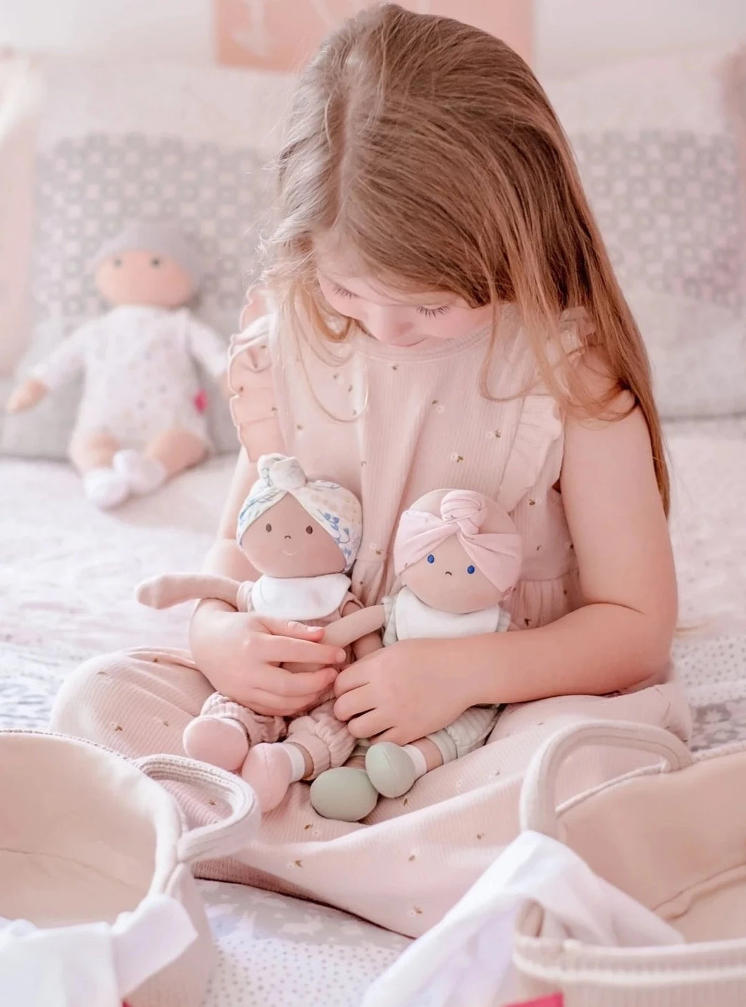 Bonikka Soft Organic Doll, Accessories & Knitted Carry Cot
