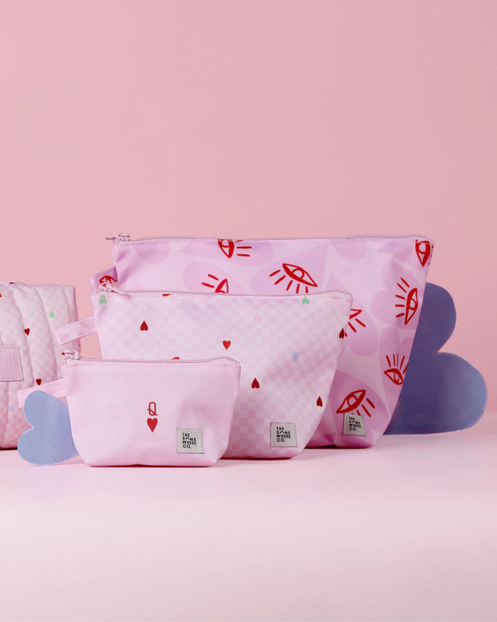 The Somewhere Co Queen of Hearts Handy Pouch Trio