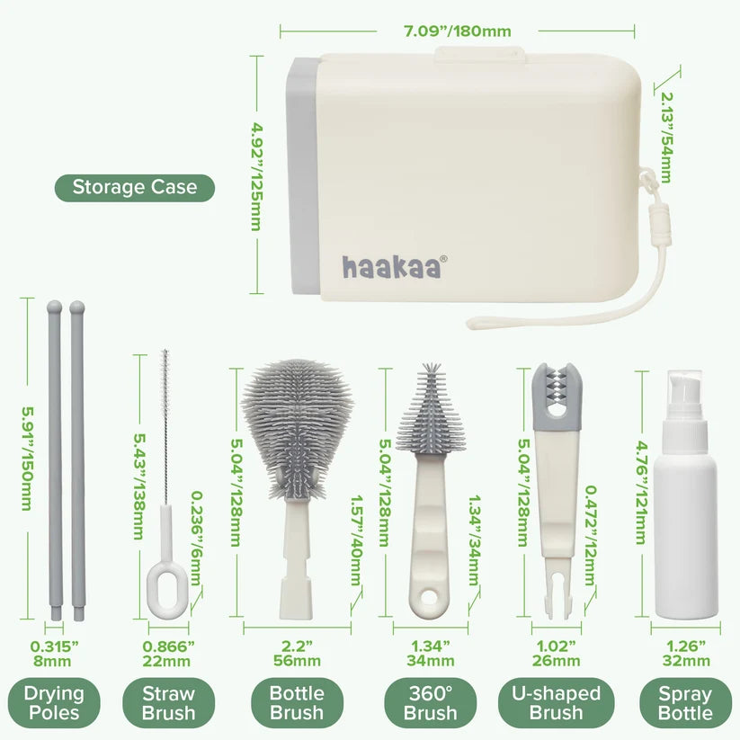 Haakaa Clean & Dry Travel Bottle Brush Set