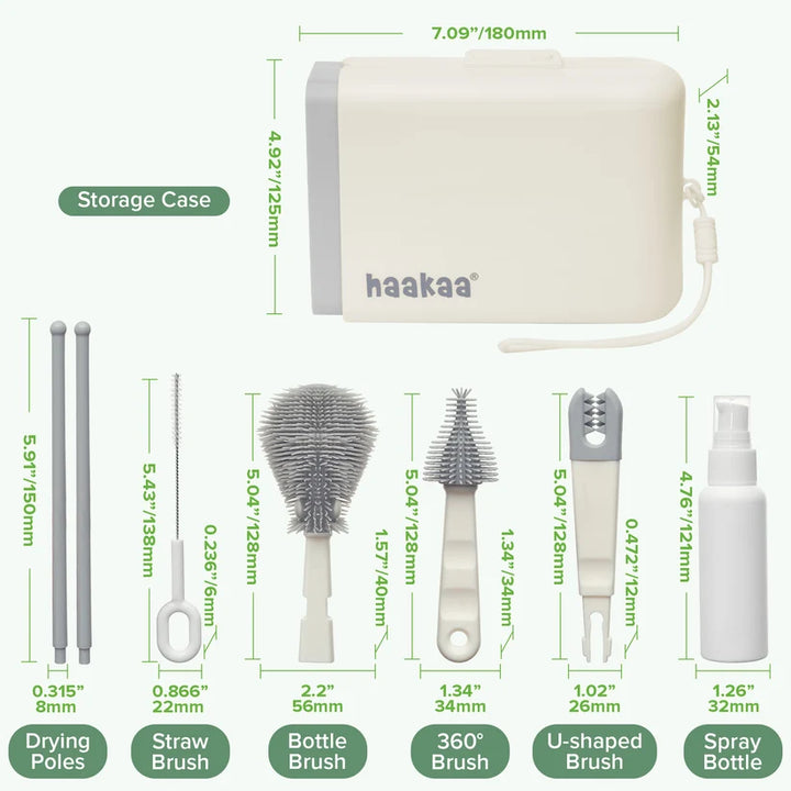 Haakaa Clean & Dry Travel Bottle Brush Set
