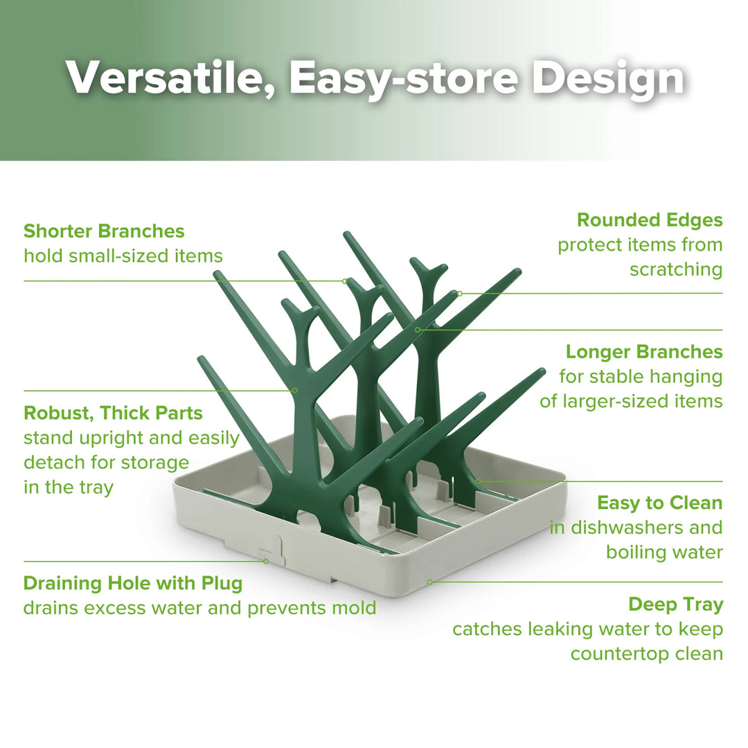 Haakaa Easy-Store Drying Tree & Tray Set - Forest Green