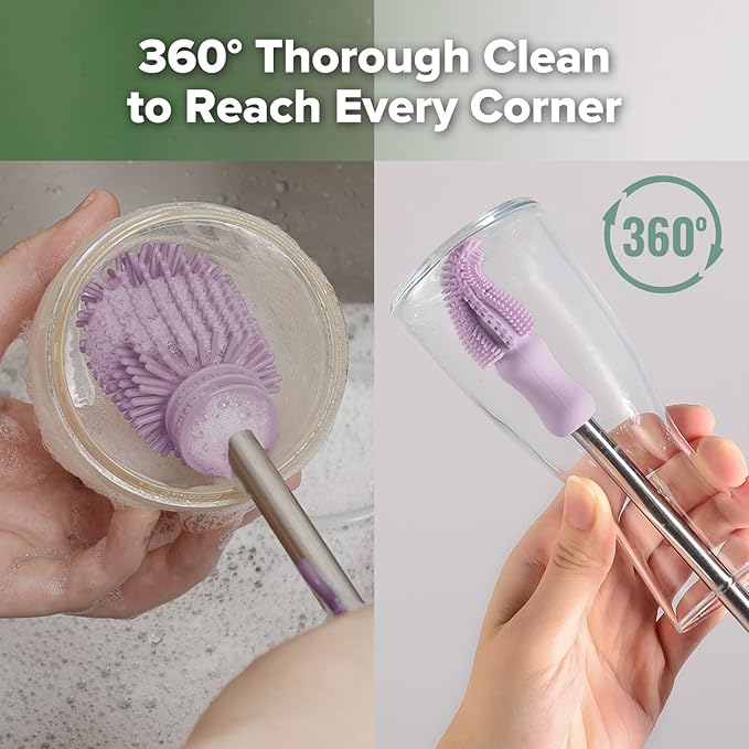 Haakaa Silicone Cleaning Brush Kit - Lavender