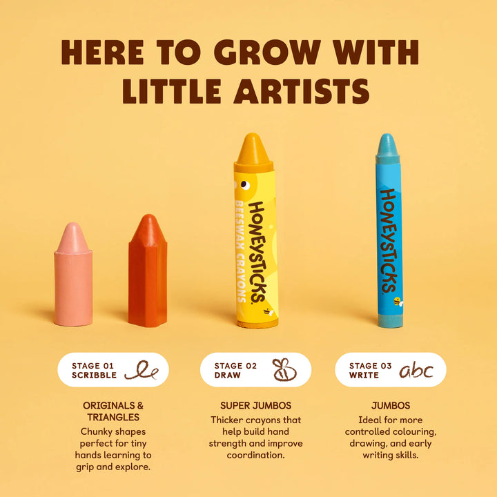 Honeysticks Beeswax Crayons Jumbos 12pk