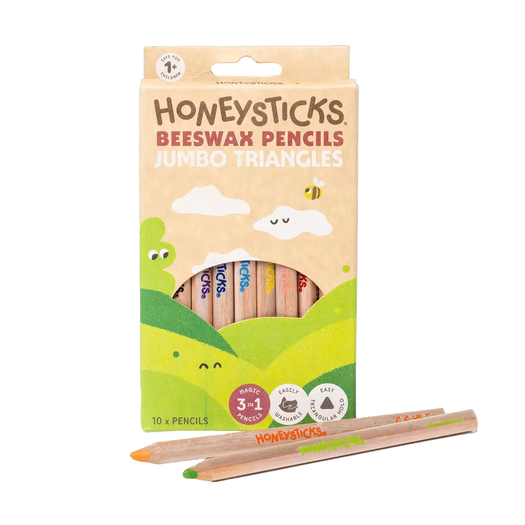 Honeysticks 3-in-1 Beeswax Pencils Jumbo Triangles 10pk