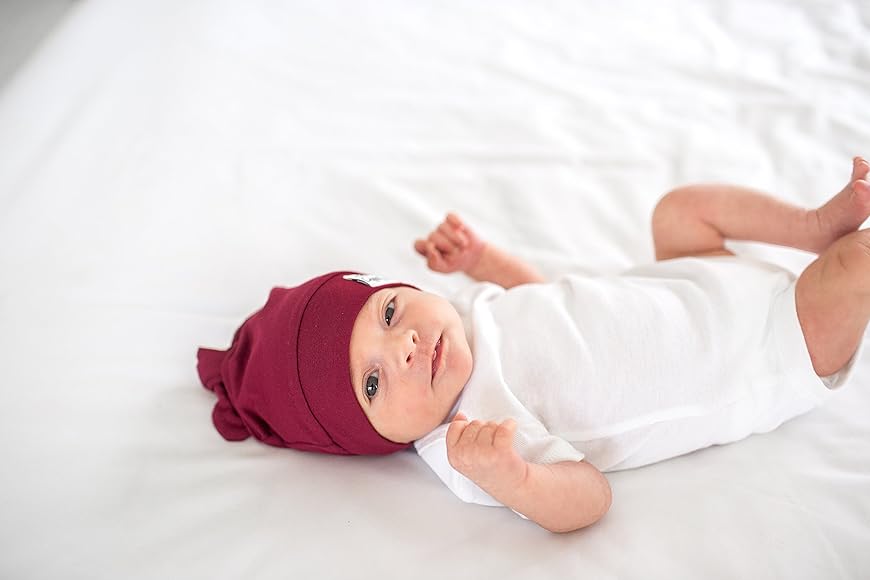 Copper Pearl Top Knot Hat 0-4 Months - Ruby