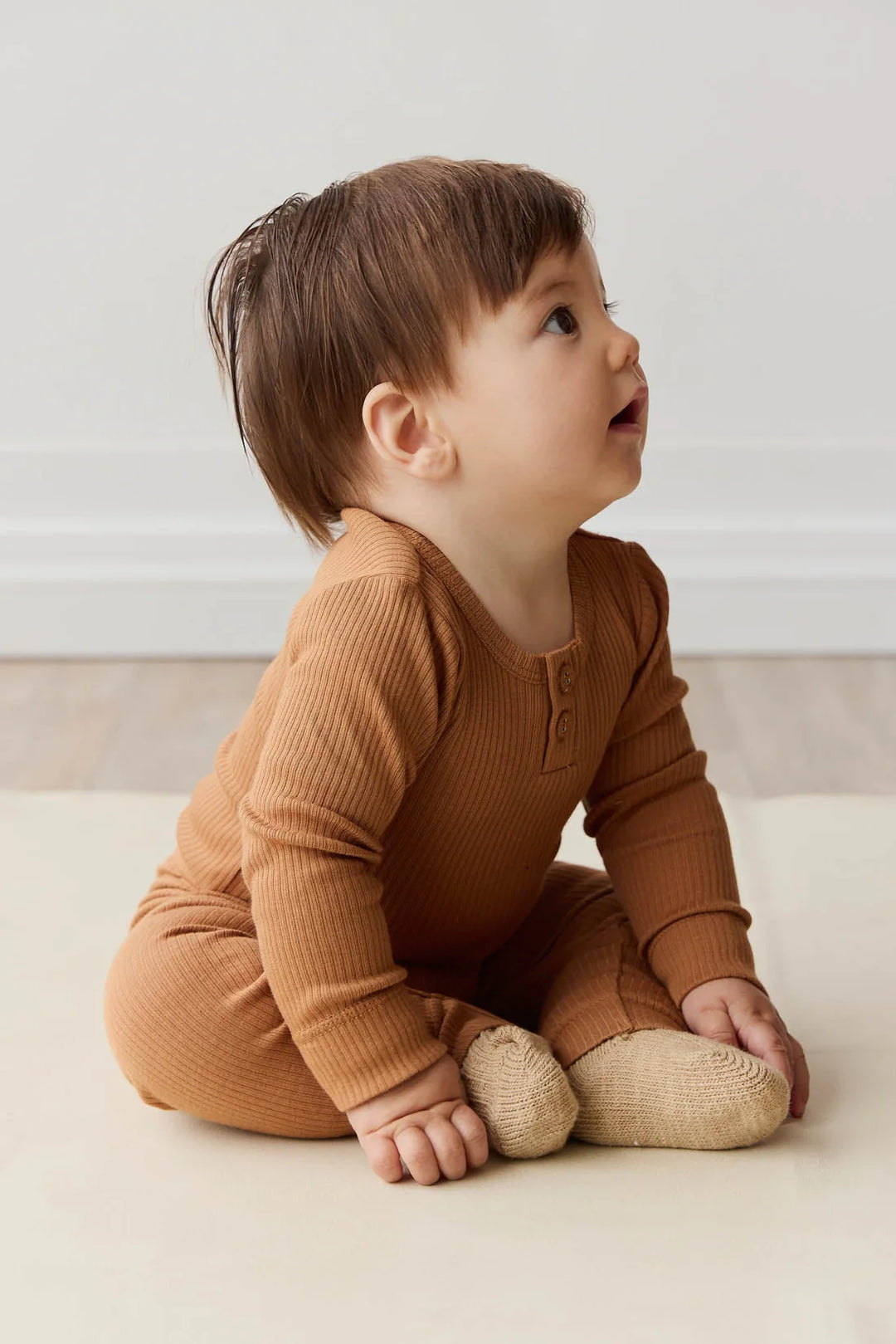 Jamie Kay Organic Cotton Modal Long Sleeve Bodysuit -  Baker