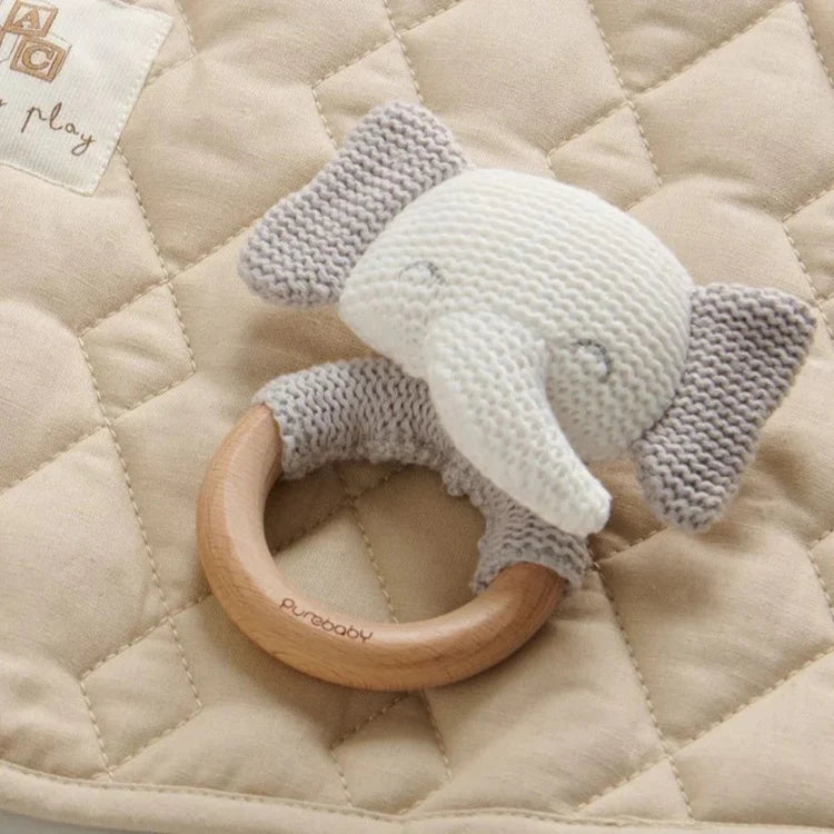 Purebaby Elephant Knit Rattle