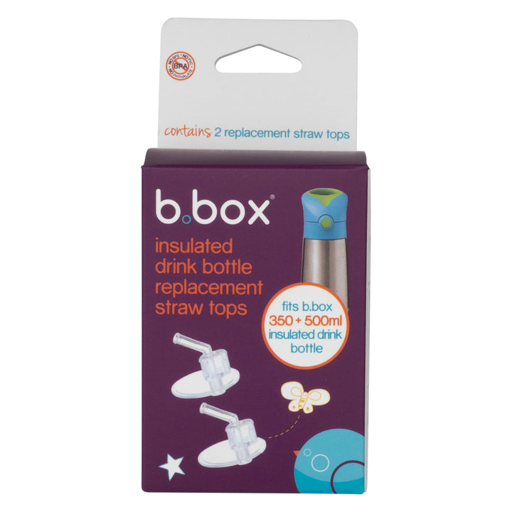 b.box Insulated Drink Bottle Replacement Straw Top - 2 Pack