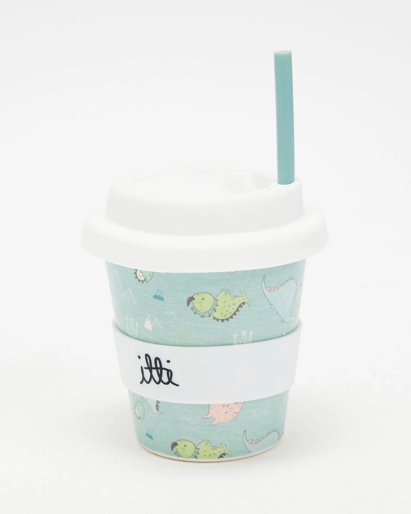 Itti Bamboo Babycino Cup + 2 Straws - Dinosaurs