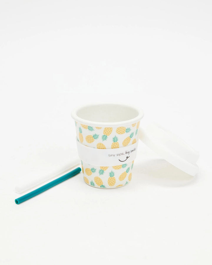 Itti Bamboo Babycino Cup + 2 Straws - Pineapples