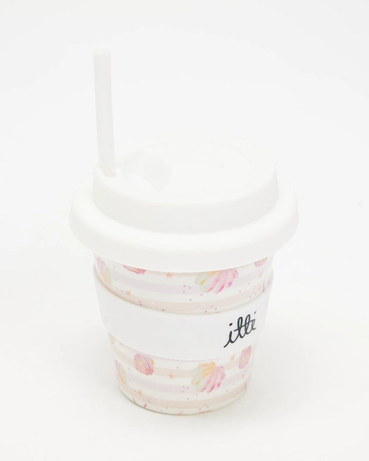 Itti Bamboo Babycino Cup + 2 Straws - Pink Seashells