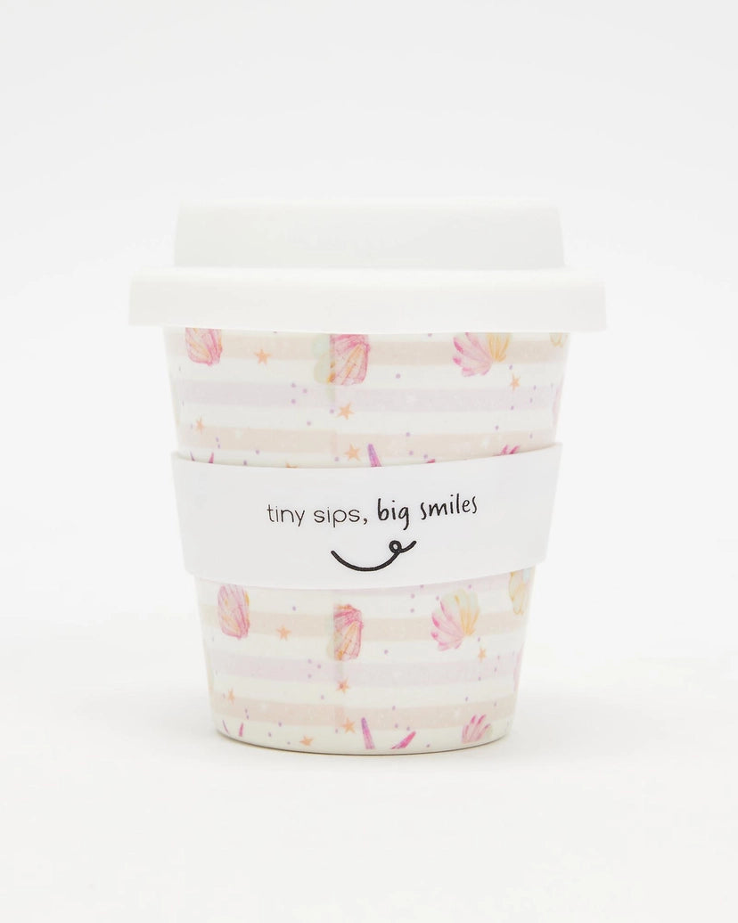 Itti Bamboo Babycino Cup + 2 Straws - Pink Seashells