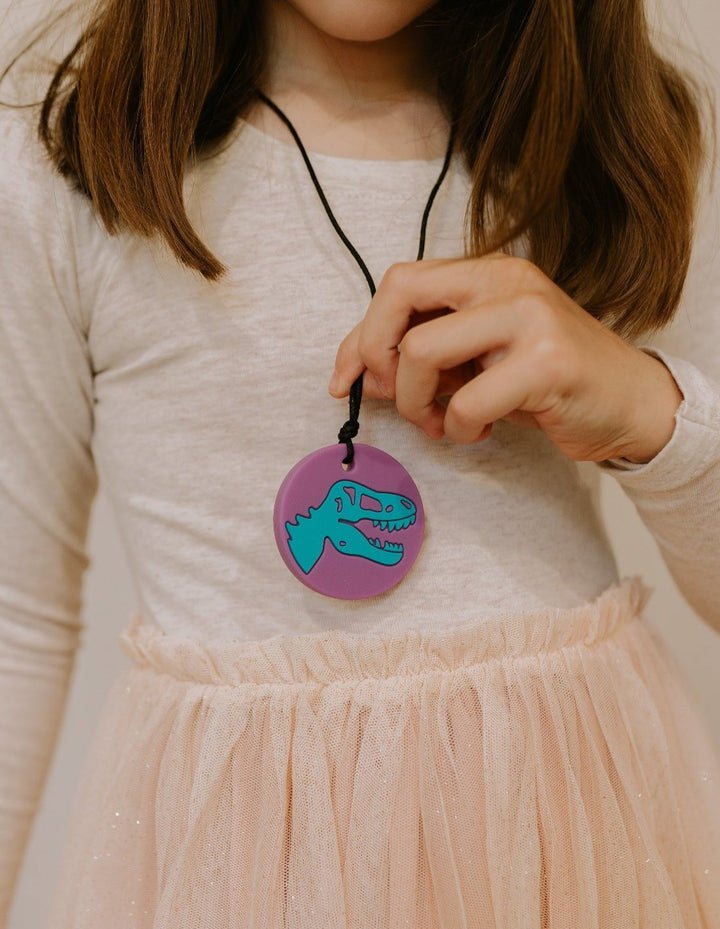 Sensory Chew Pendant - Purple Dinosaur