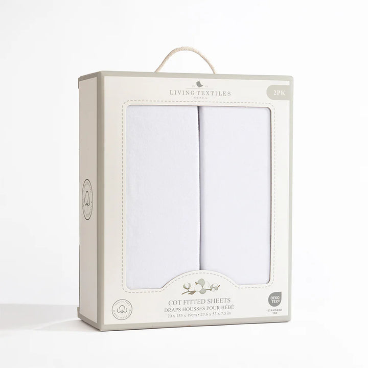 Jersey Cot Fitted Sheet 2 Pack - White