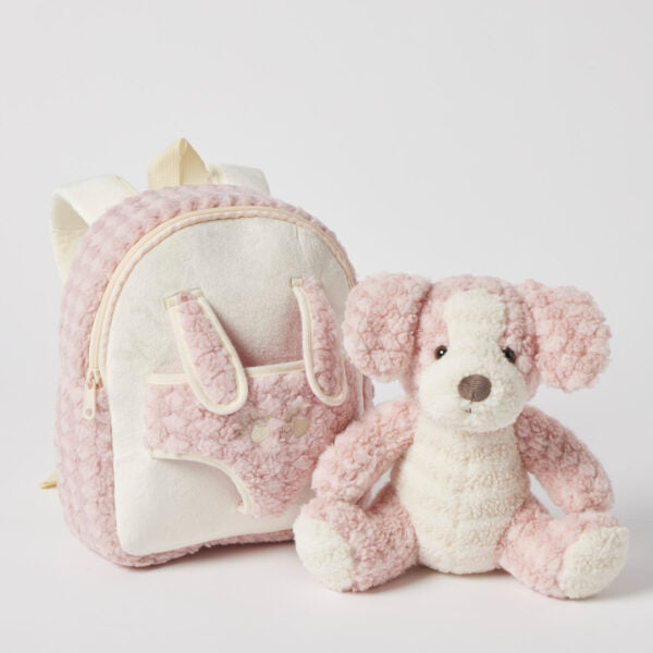Soft Toy Pink Puppy Take-Me-Home Backpack