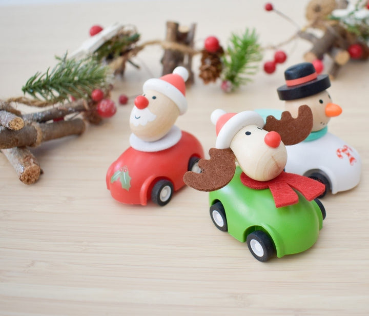 Wooden Christmas Pull Back Racers - Assorted