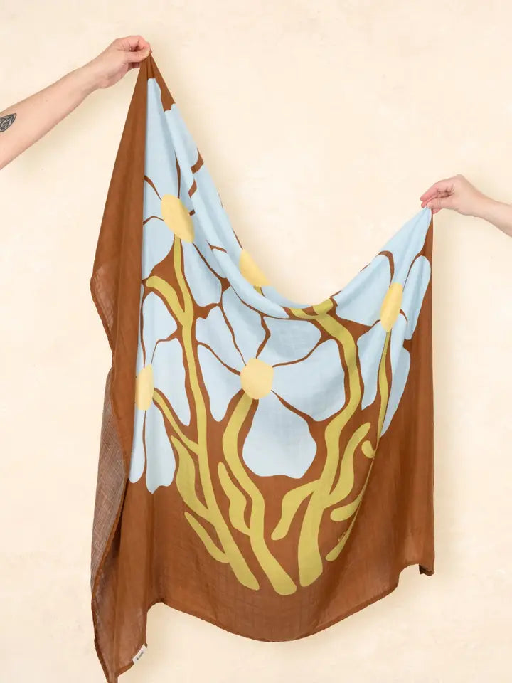 Kiin Organic Bamboo Cotton Muslin Swaddle - Fleur Umber