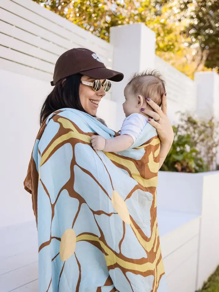 Kiin Organic Bamboo Cotton Muslin Swaddle - Fleur Umber