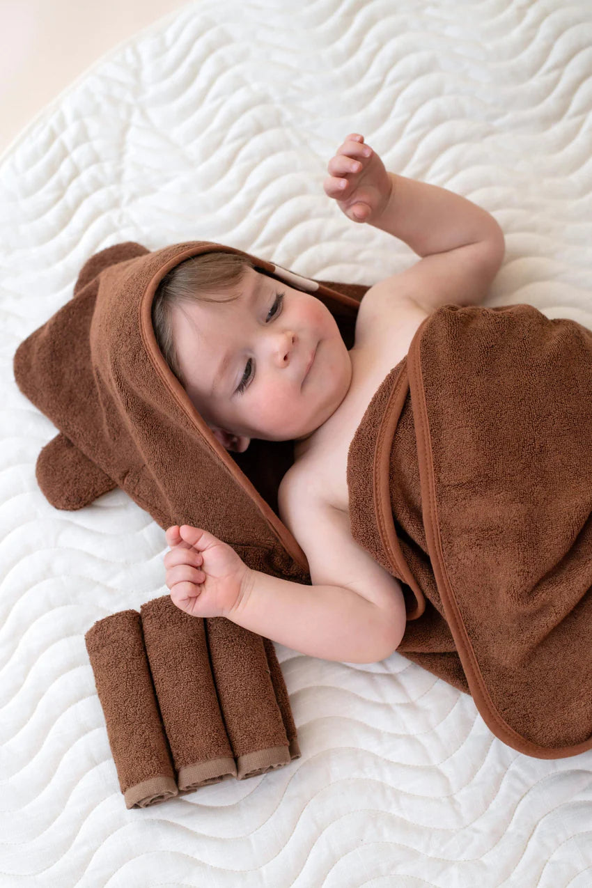 Kiin Bamboo Cotton Wash Cloth 3 Pack - Chocolate